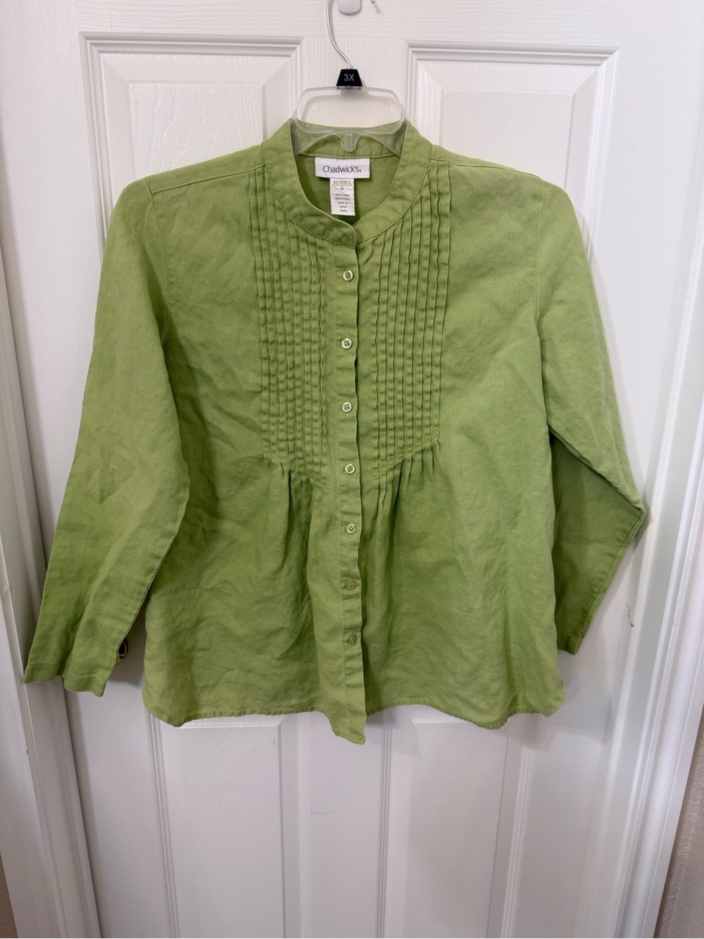 Chadwicks Sage Green Pintuck Button-Front Blouse